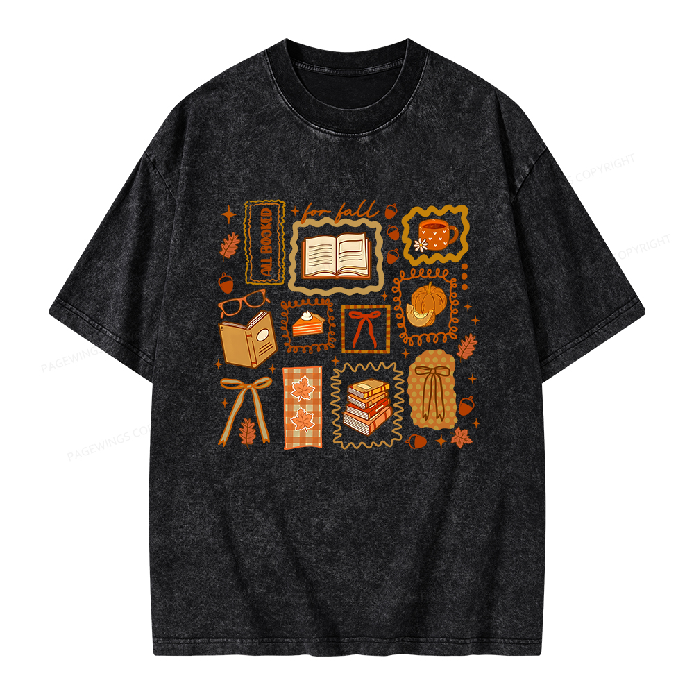 Pagewings All Booked for Fall Unisex Washed T-shirt