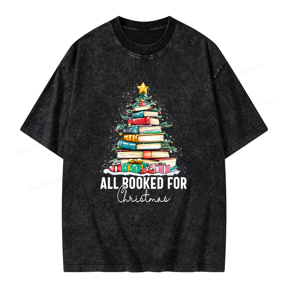 Pagewings All Booked For Christmas Unisex Washed T-shirt