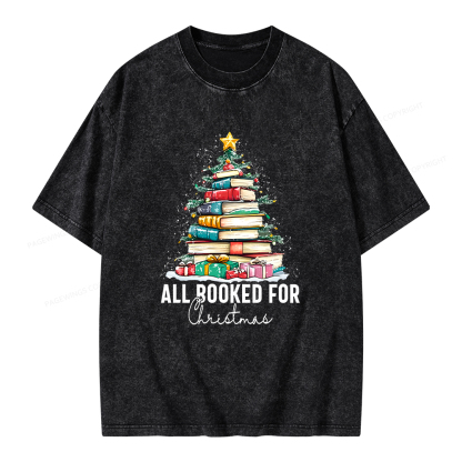 Pagewings All Booked For Christmas Unisex Washed T-shirt