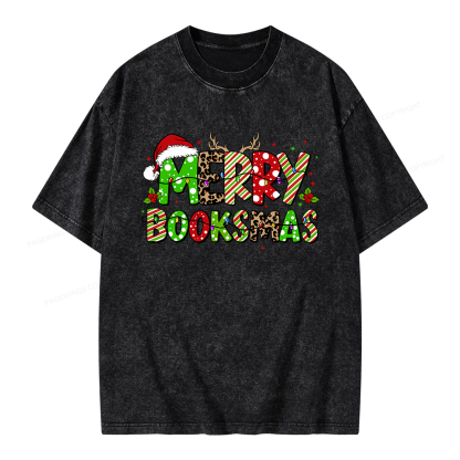 Pagewings Merry Booksmas Unisex Washed T-shirt