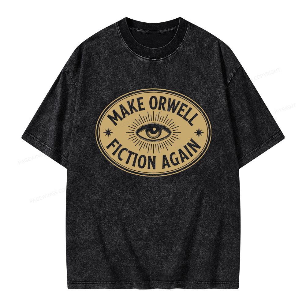 Pagewings Make Orwell Fiction Again Unisex Washed T-shirt