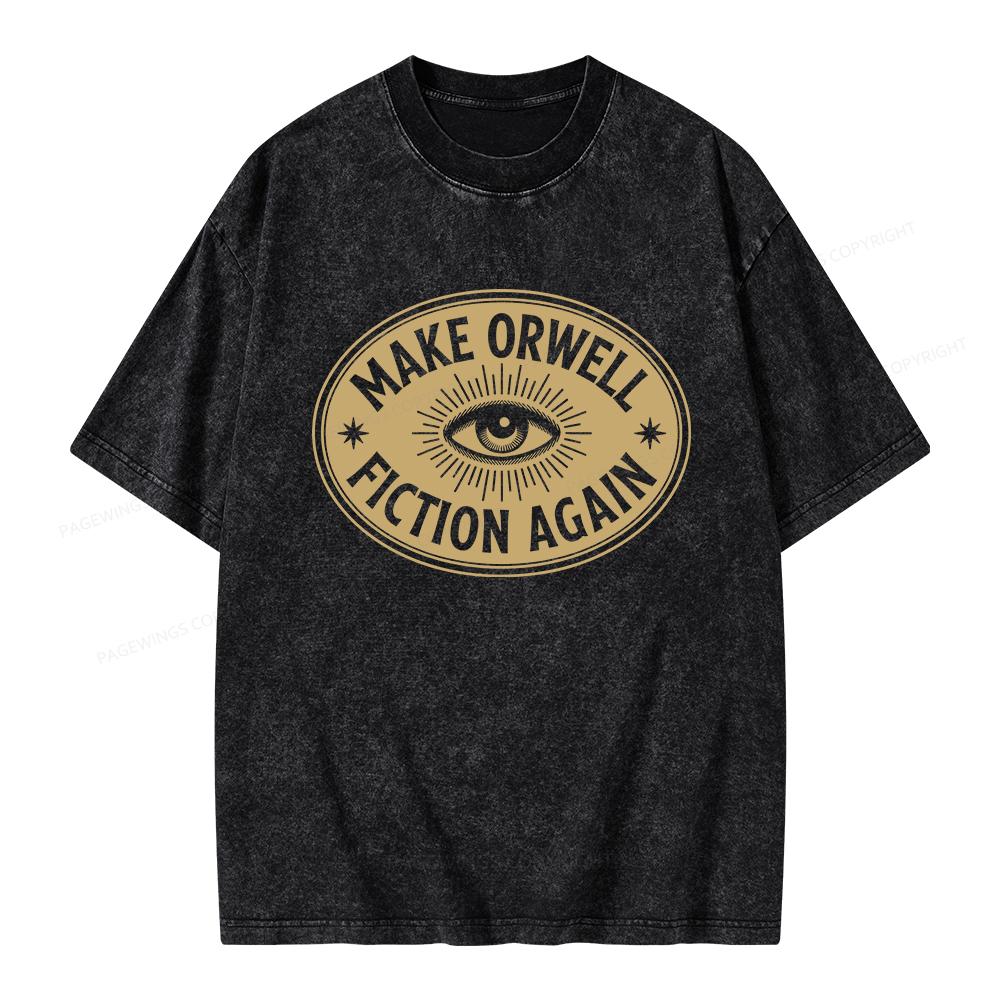 Pagewings Make Orwell Fiction Again Unisex Washed T-shirt