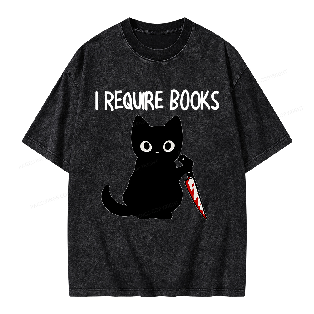 Pagewings I Require Books Unisex Washed T-shirt
