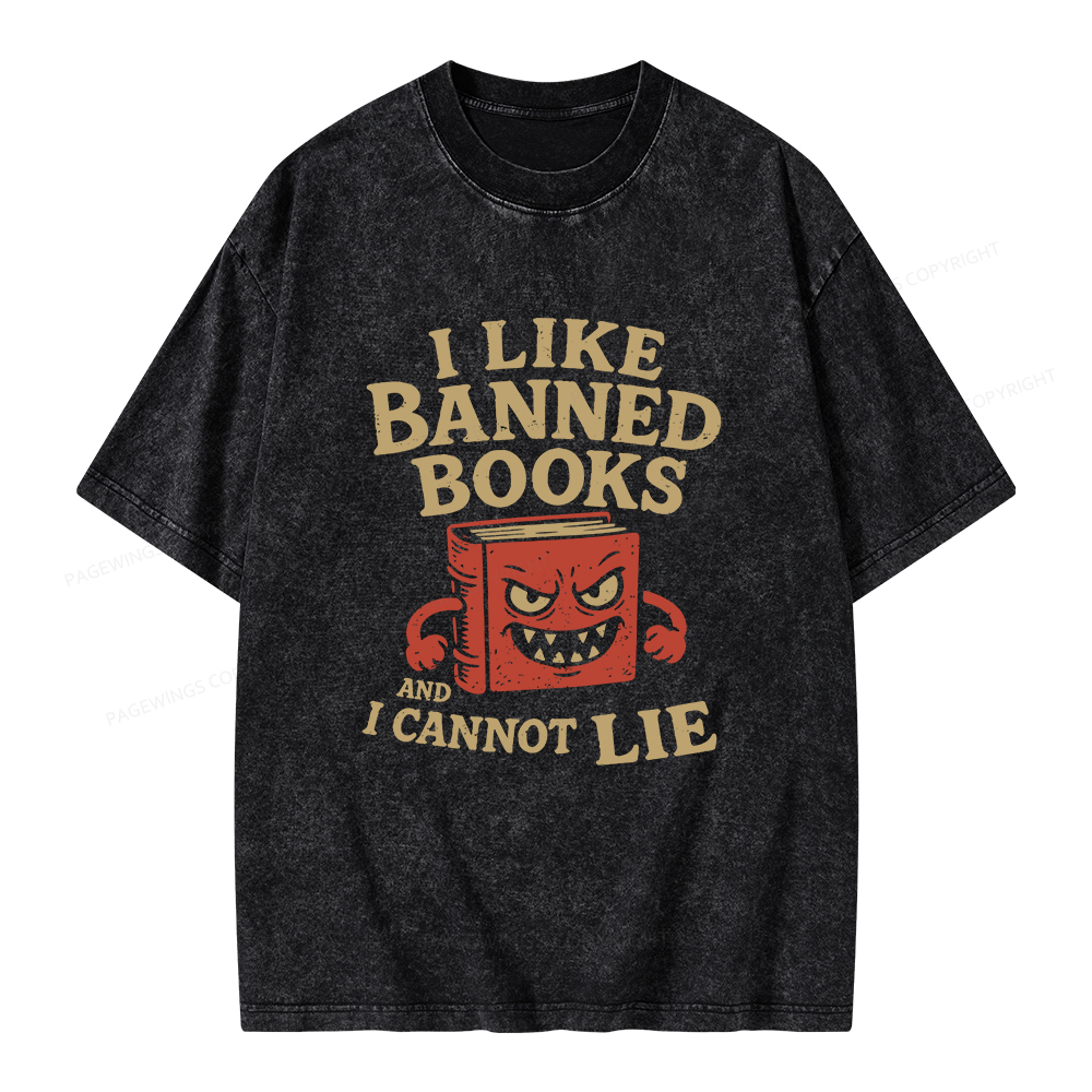 Pagewings I Like Banned Books and I Cannot Lie Unisex Washed T-shirt