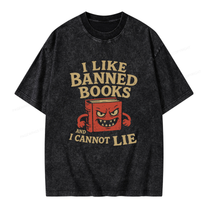 Pagewings I Like Banned Books and I Cannot Lie Unisex Washed T-shirt