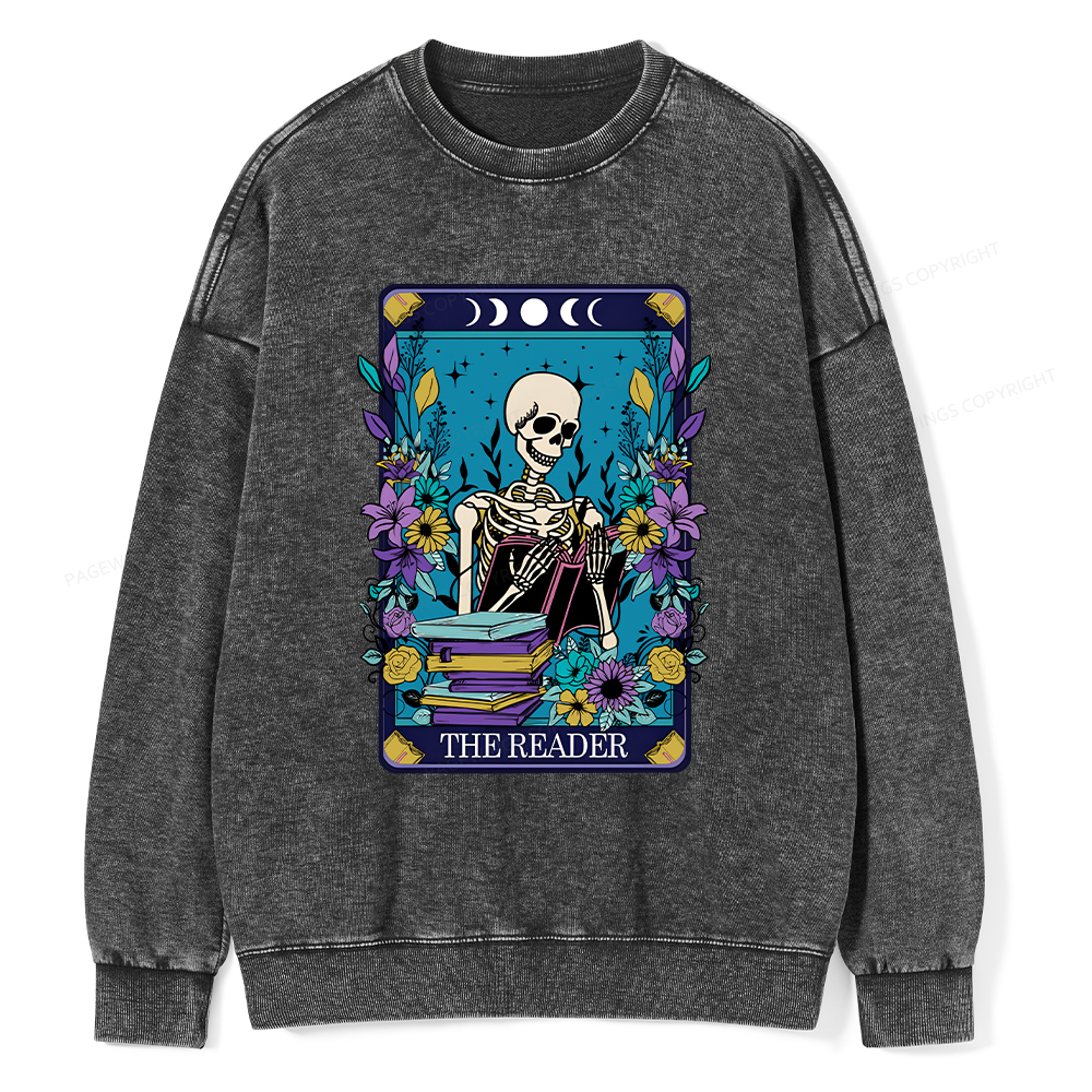 Pagewings The Reader Tarot Card Shirt Unisex Washed Sweatshirt