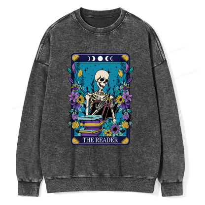 Pagewings The Reader Tarot Card Shirt Unisex Washed Sweatshirt