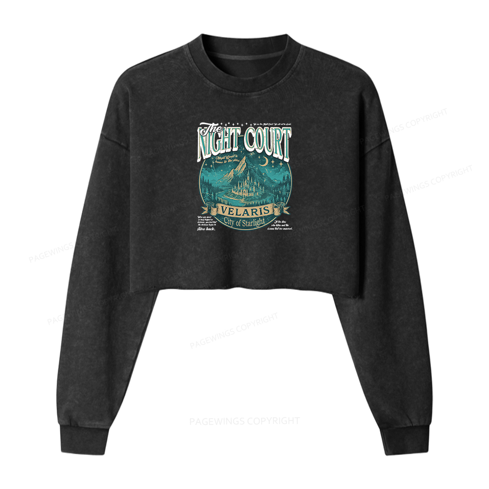 Pagewings The Night Court Women Washed Crop Sweatshirt