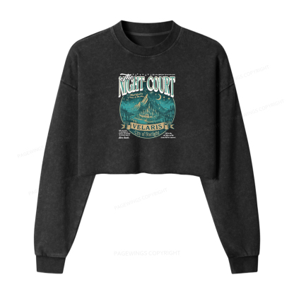 Pagewings The Night Court Women Washed Crop Sweatshirt