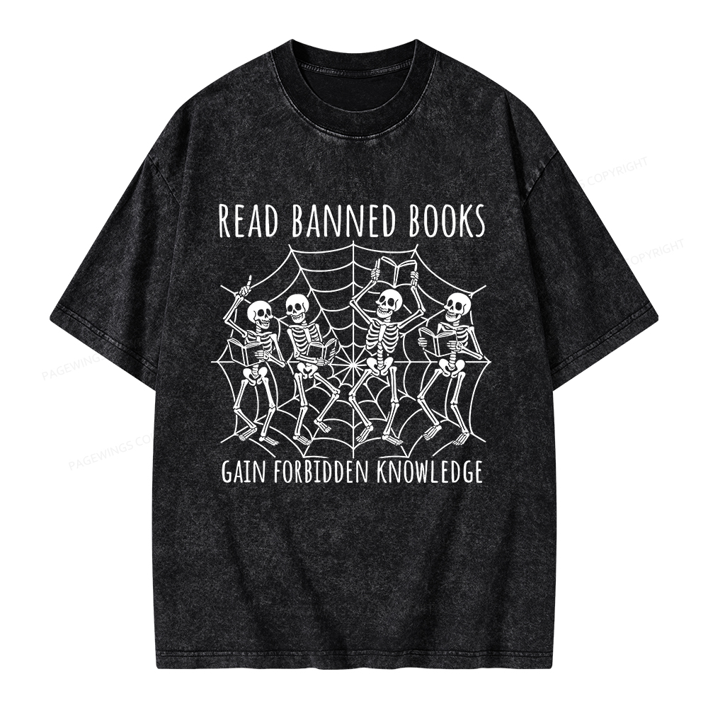 Pagewings Read Banned Books Gain Forbidden Knowledge Unisex Washed T-shirt