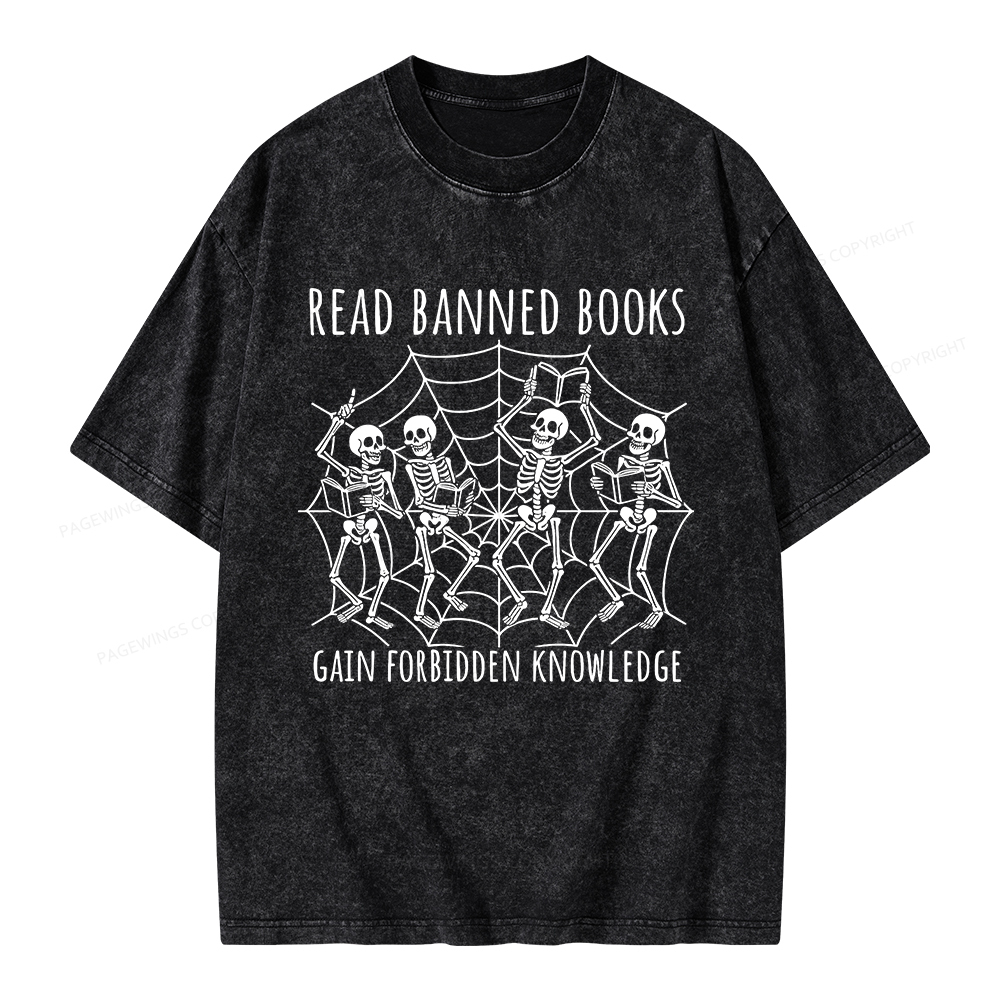 Pagewings Read Banned Books Gain Forbidden Knowledge Unisex Washed T-shirt
