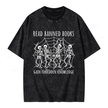 Pagewings Read Banned Books Gain Forbidden Knowledge Unisex Washed T-shirt
