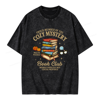 Pagewings Mystery Book Reader Unisex Washed T-shirt