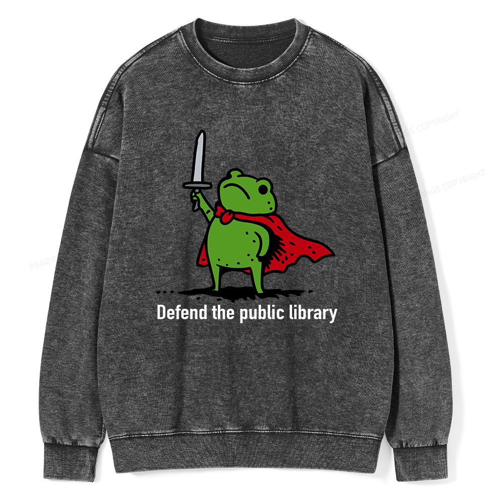 Pagewings Defend The Public Library Unisex Washed Sweatshirt