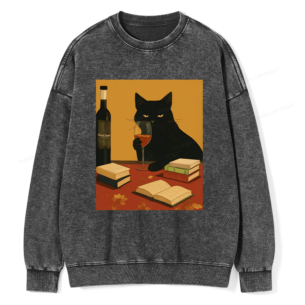 Pagewings Easily Distracted By Wine And Books Unisex Washed Sweatshirt