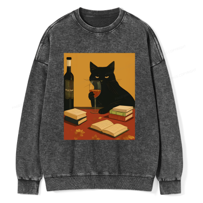 Pagewings Easily Distracted By Wine And Books Unisex Washed Sweatshirt