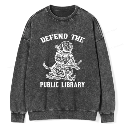 Pagewings Defend The Public Library Unisex Washed Sweatshirt