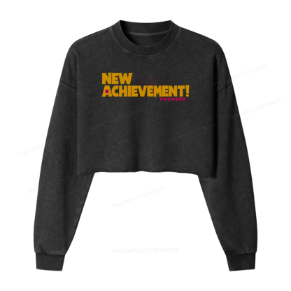 Pagewings New Achievement Women Washed Crop Sweatshirt