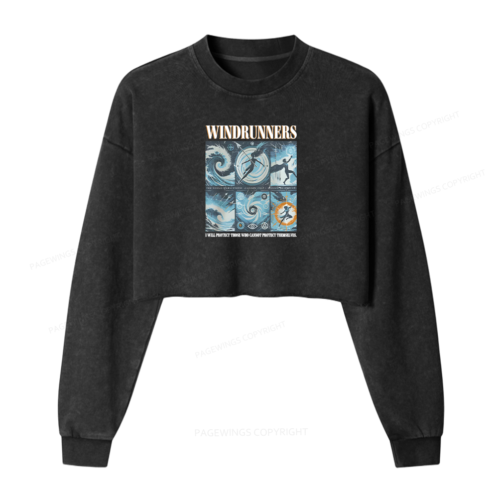 Pagewings Windrunners Women Washed Crop Sweatshirt