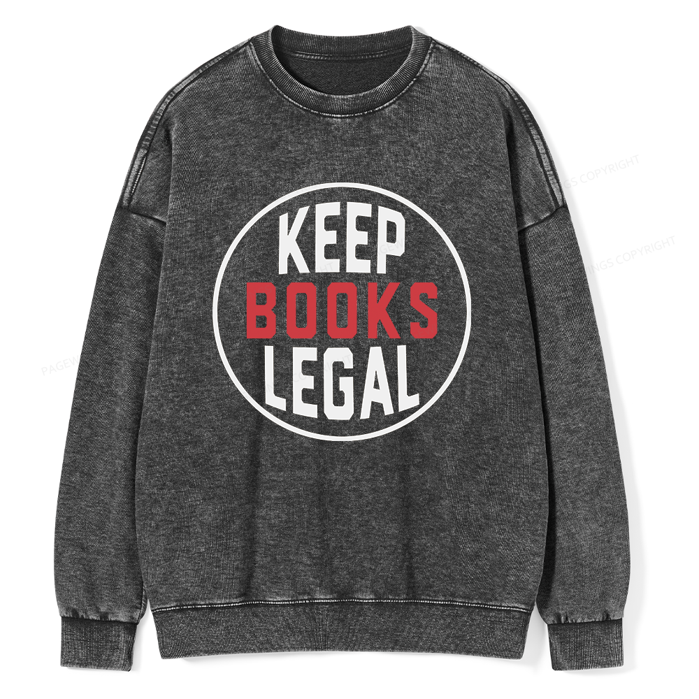 Pagewings Keep Books Legal Unisex Washed Sweatshirt