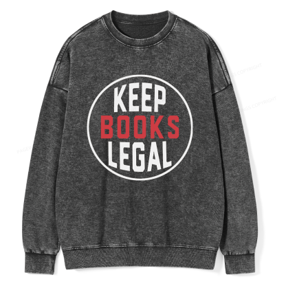 Pagewings Keep Books Legal Unisex Washed Sweatshirt