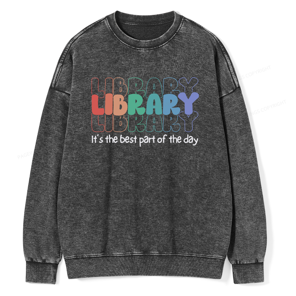 Pagewings School Librarian Shirt, Library Shirt Unisex Washed Sweatshirt