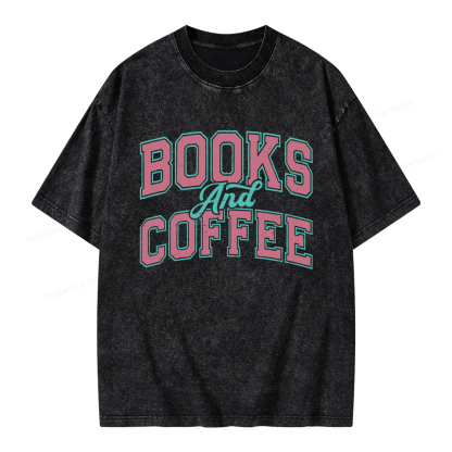 Pagewings Books and Coffee Unisex Washed T-shirt