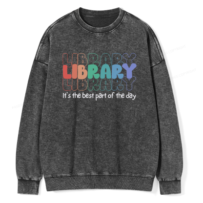 Pagewings School Librarian Shirt, Library Shirt Unisex Washed Sweatshirt
