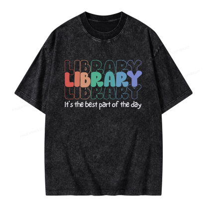 Pagewings School Librarian Shirt, Library Shirt Unisex Washed T-shirt