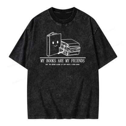 Pagewings The Books Are Friends T-Shirt Unisex Washed T-shirt