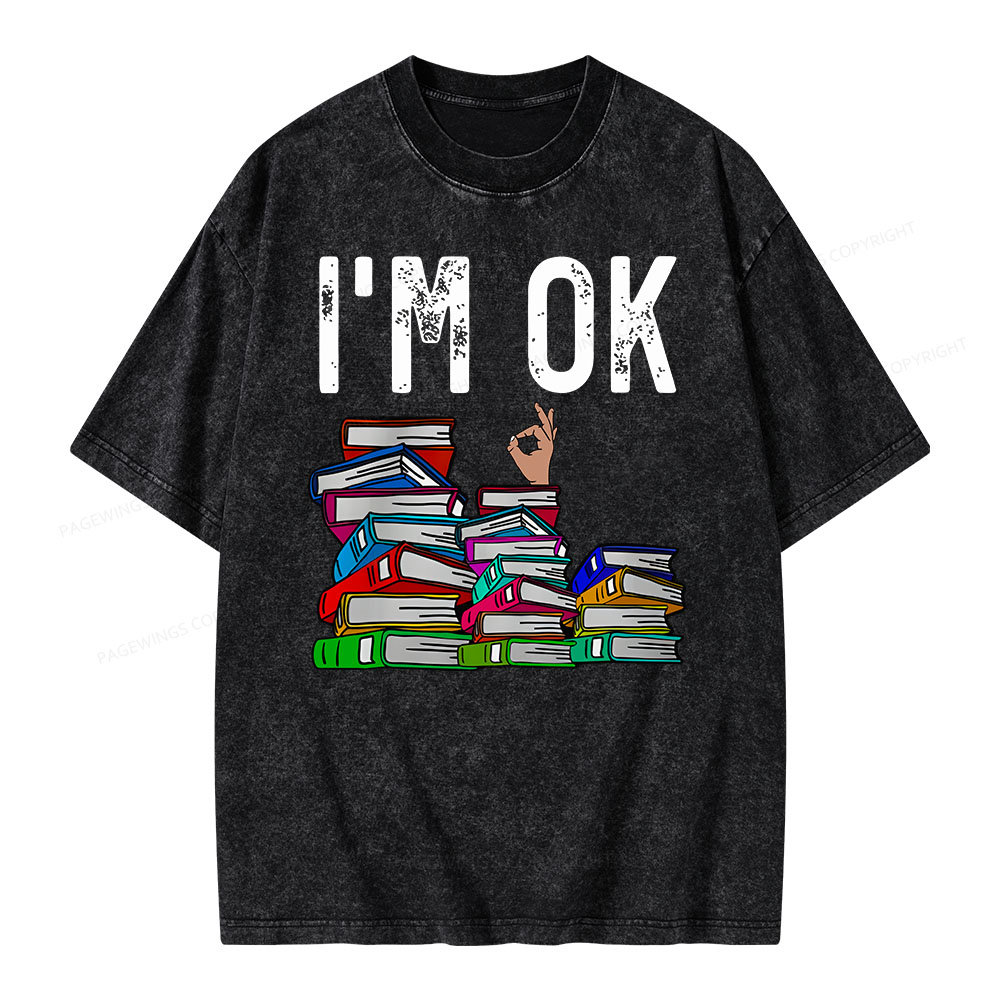 Pagewings Librarian Book Reader Funny Book Lover T Shirts Unisex Washed T-shirt