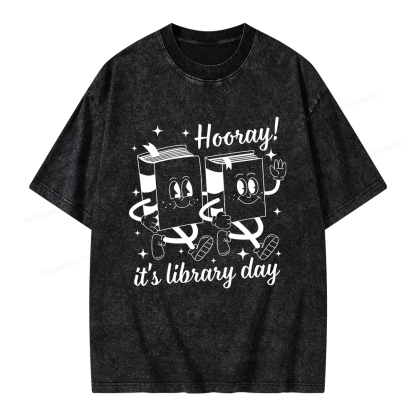 Pagewings School Librarian Shirt, Library Shirt Unisex Washed T-shirt