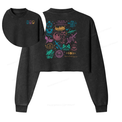 Pagewings Fantastic Reader Women Washed Crop Sweatshirt