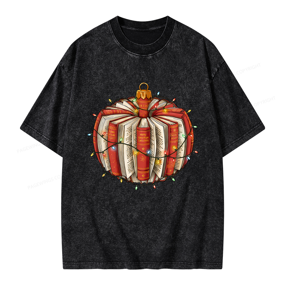 Pagewings Christmas Readin Unisex Washed T-shirt
