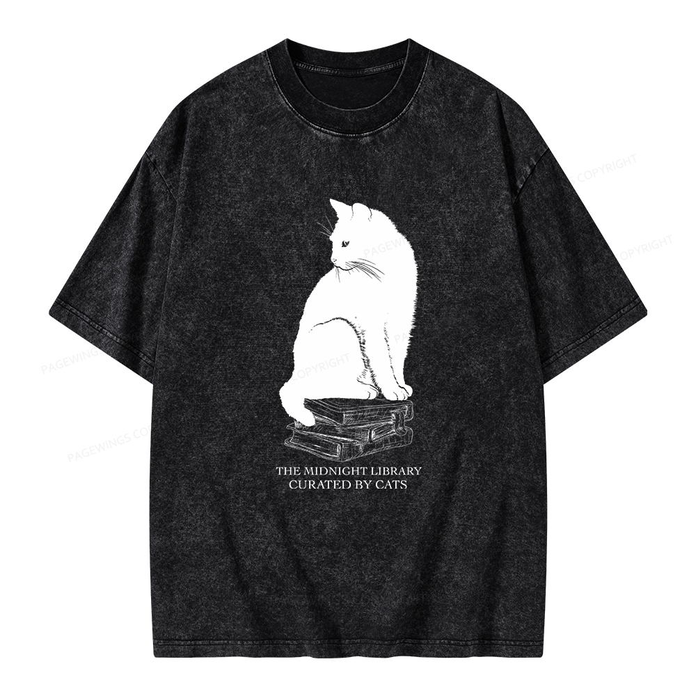 Pagewings The Midnight Library Curated By Cats Unisex Washed T-shirt