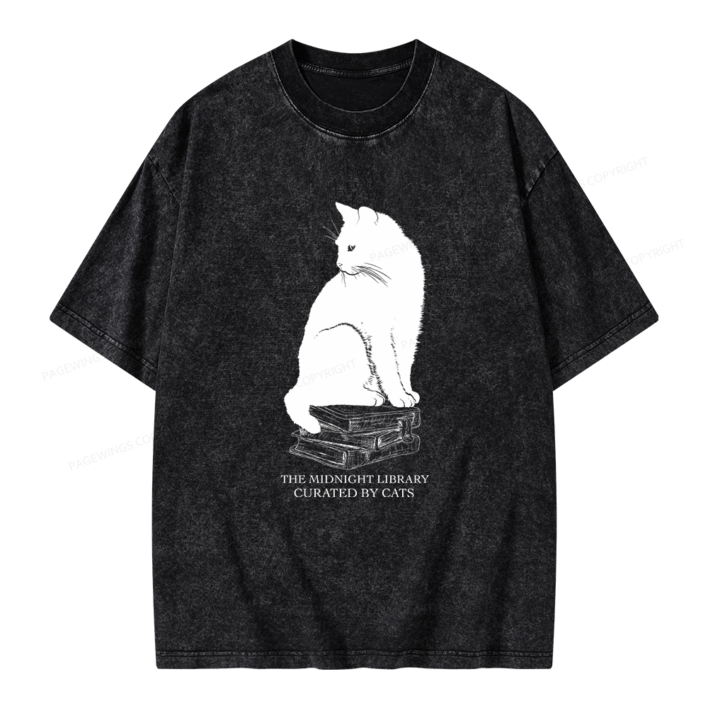Pagewings The Midnight Library Curated By Cats Unisex Washed T-shirt