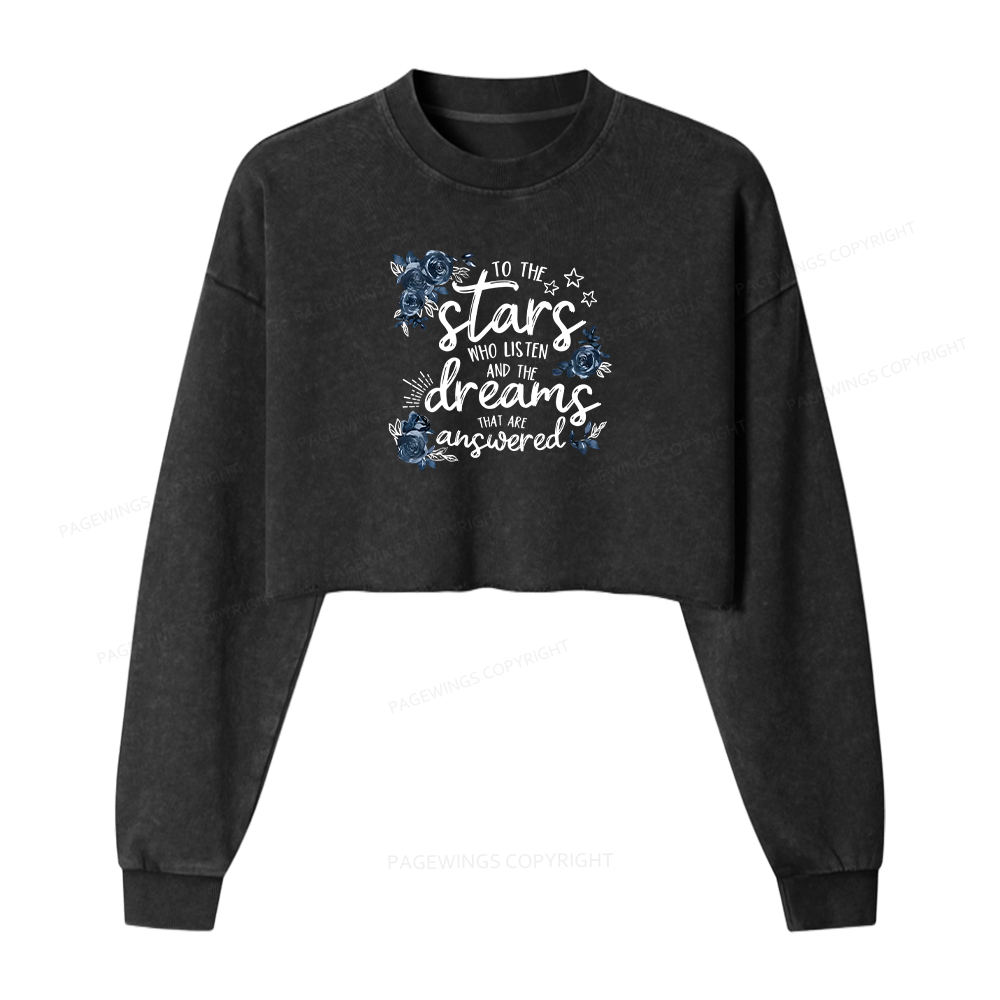 Pagewings To The Stars Women Washed Crop Sweatshirt