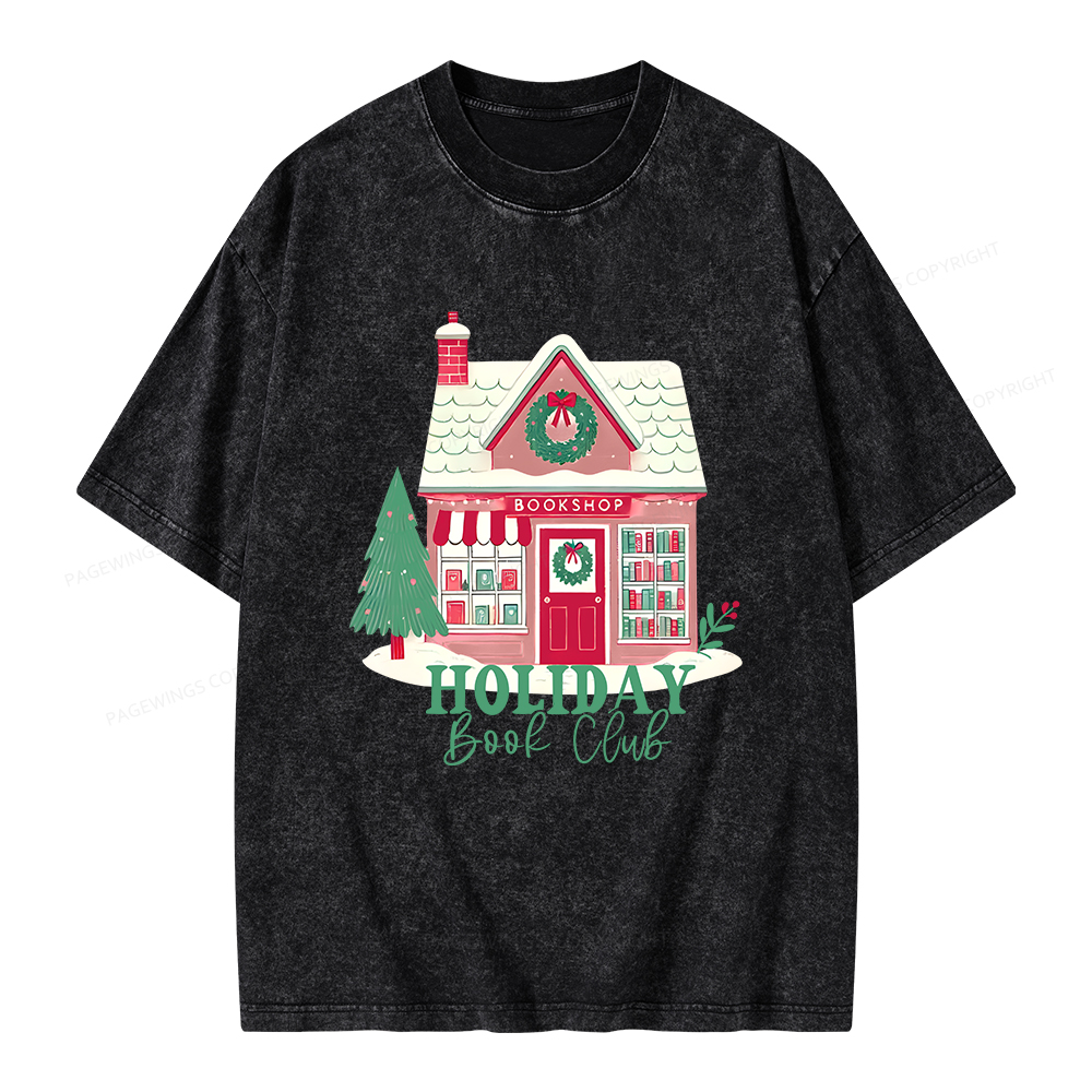 Pagewings Holiday Book Club Unisex Washed T-shirt