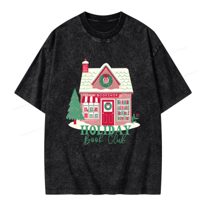Pagewings Holiday Book Club Unisex Washed T-shirt