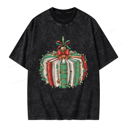 Pagewings Christmas Book Unisex Washed T-shirt