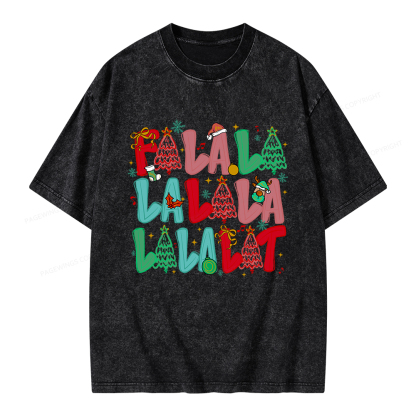 Pagewings Fa-la-la-la-la La-la-la-Lit Unisex Washed T-shirt