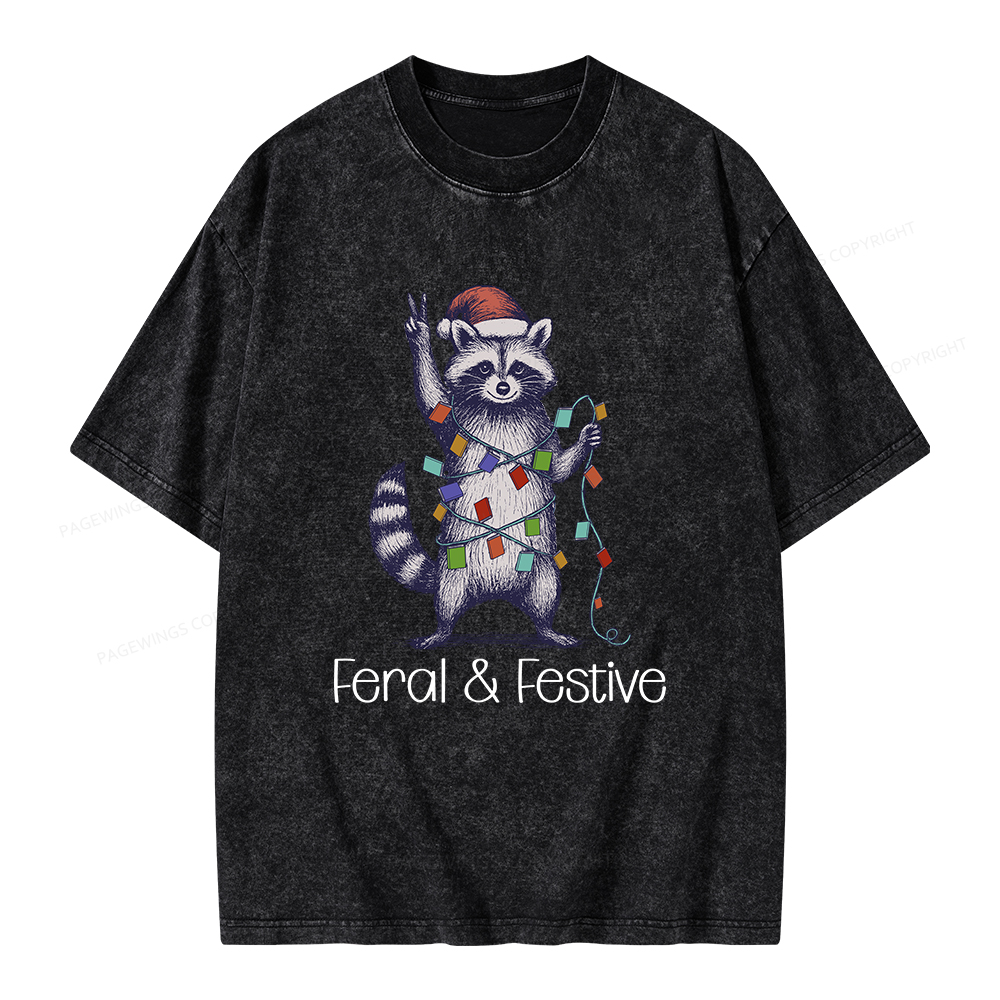 Pagewings Feral and Festive Unisex Washed T-shirt