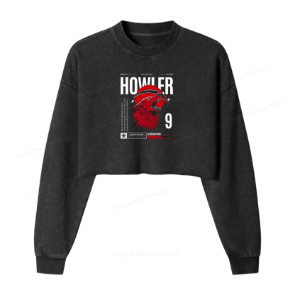 Pagewings Howler Women Washed Crop Sweatshirt