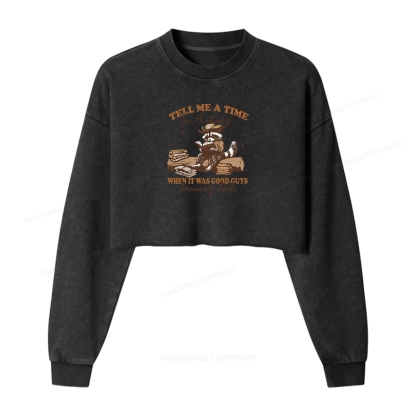 Pagewings In History When It Was Good Guys Banning Book Women Washed Crop Sweatshirt
