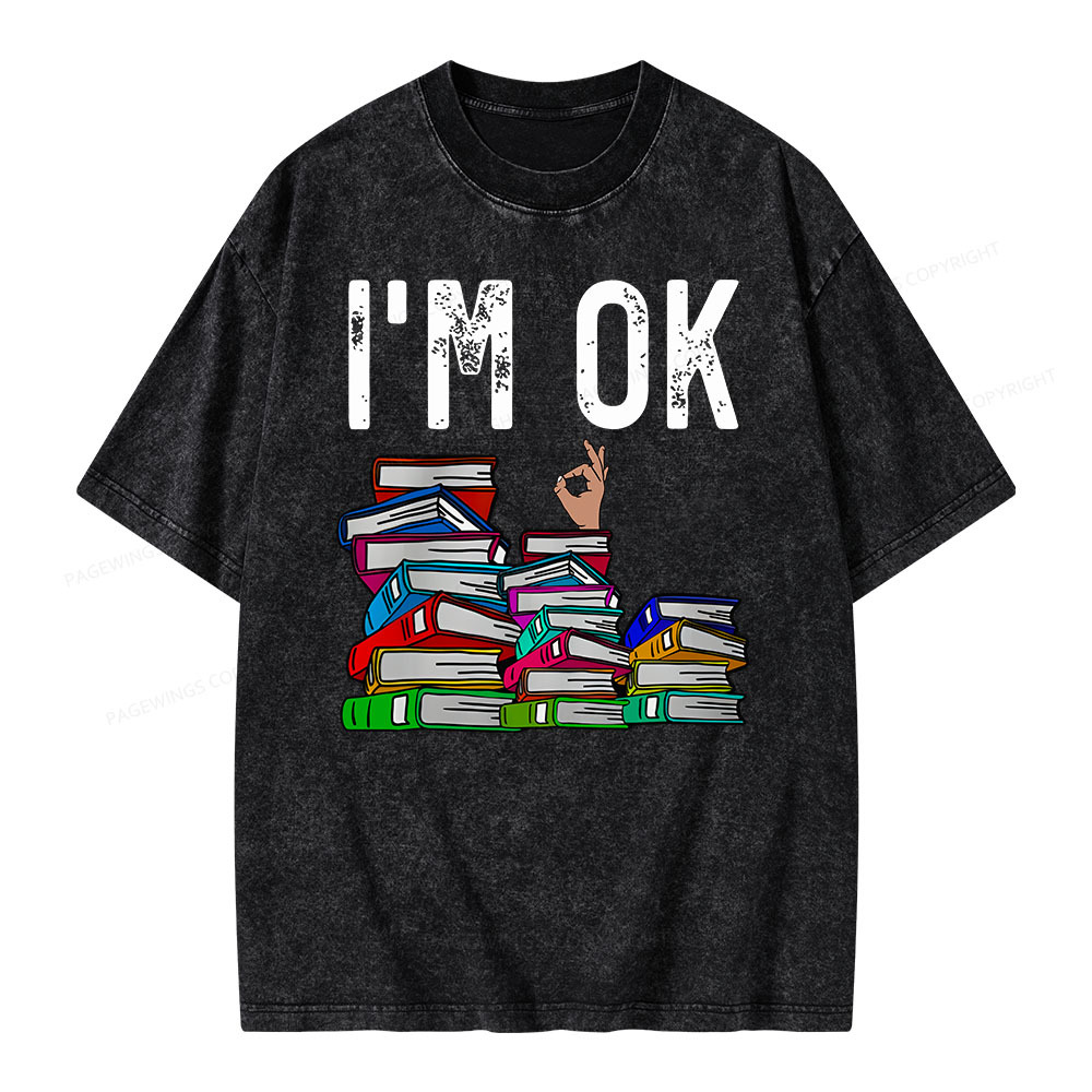 Pagewings Librarian Book Reader Funny Book Lover T Shirts Unisex Washed T-shirt
