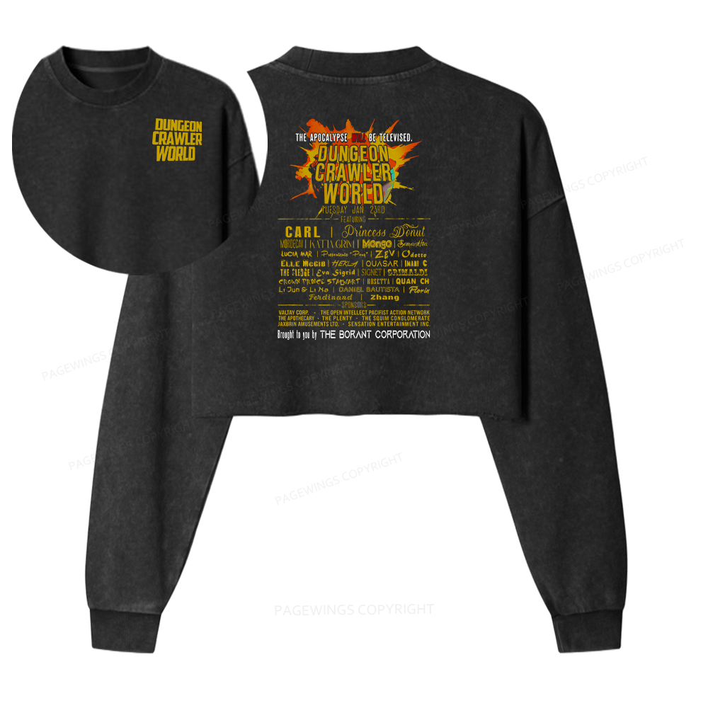 Pagewings Fuel Your Imagination With Sci-Fi World Tour Women Washed Crop Sweatshirt