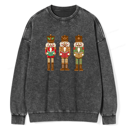 Pagewings Christmas Nutcracker Reading Books Unisex Washed Sweatshirt