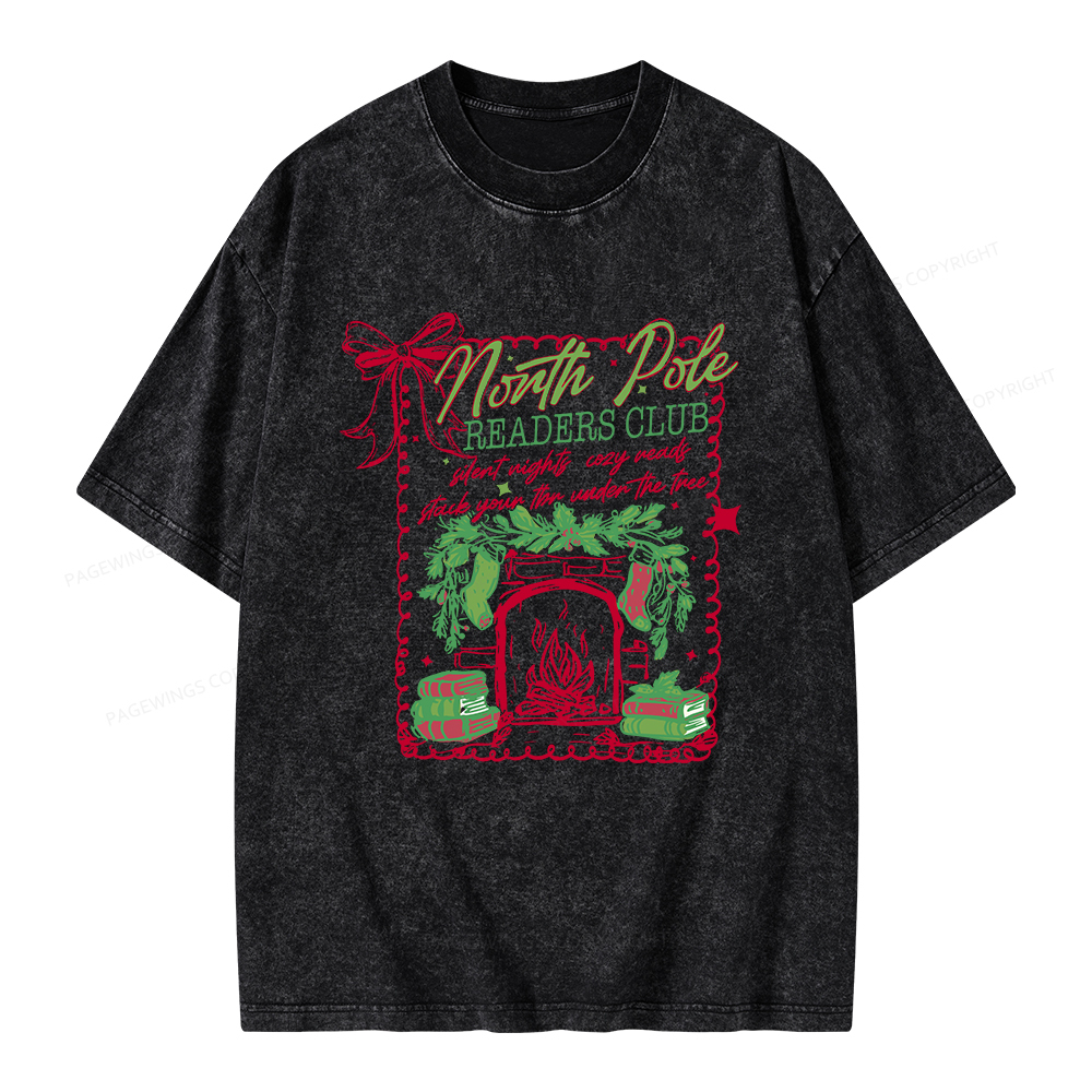 Pagewings North Pole Readers Club Unisex Washed T-shirt