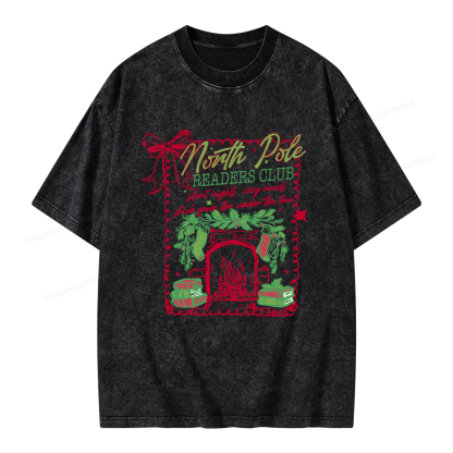 Pagewings North Pole Readers Club Unisex Washed T-shirt