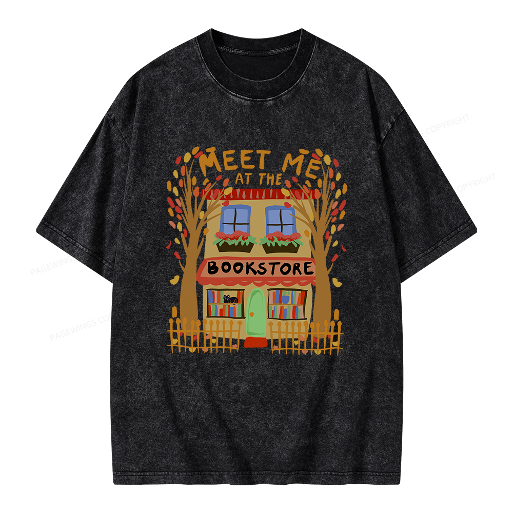 Pagewings Meet Me At The Bookstore Unisex Washed T-shirt